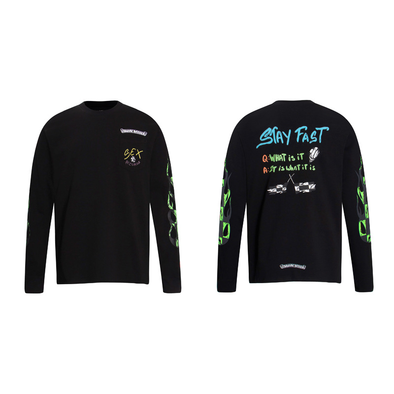 クロムハーツ   長袖 Tシャツ サンスクリット ロンT クルーネック シンプル ファッション ゆったり トップス