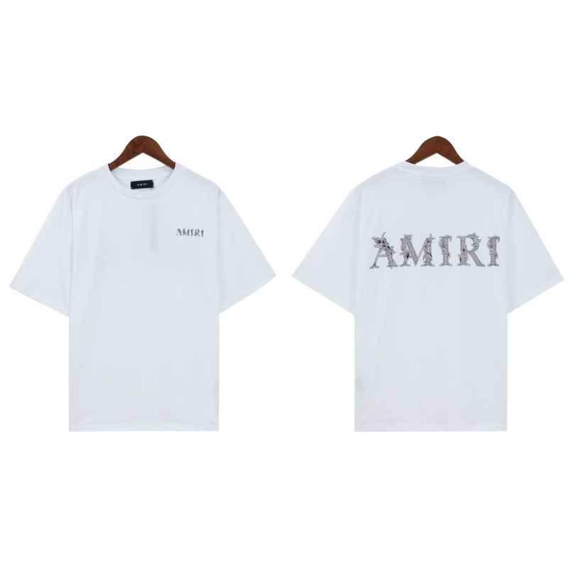 アミリ 快適な毎日 通気性抜群の半袖Tシャツ 男女兼用 2色兼用 レディース メンズ 
