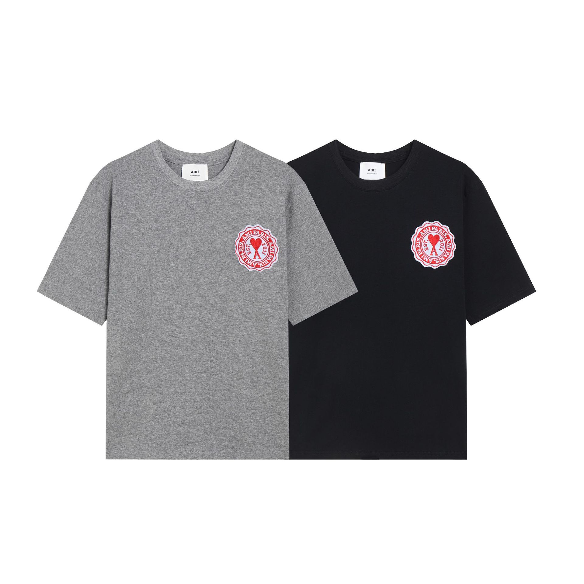 アミ・パリス de Coeur 刺繍 半袖Tシャツ  G00P5 15色兼用 男女兼用 レディース メンズ