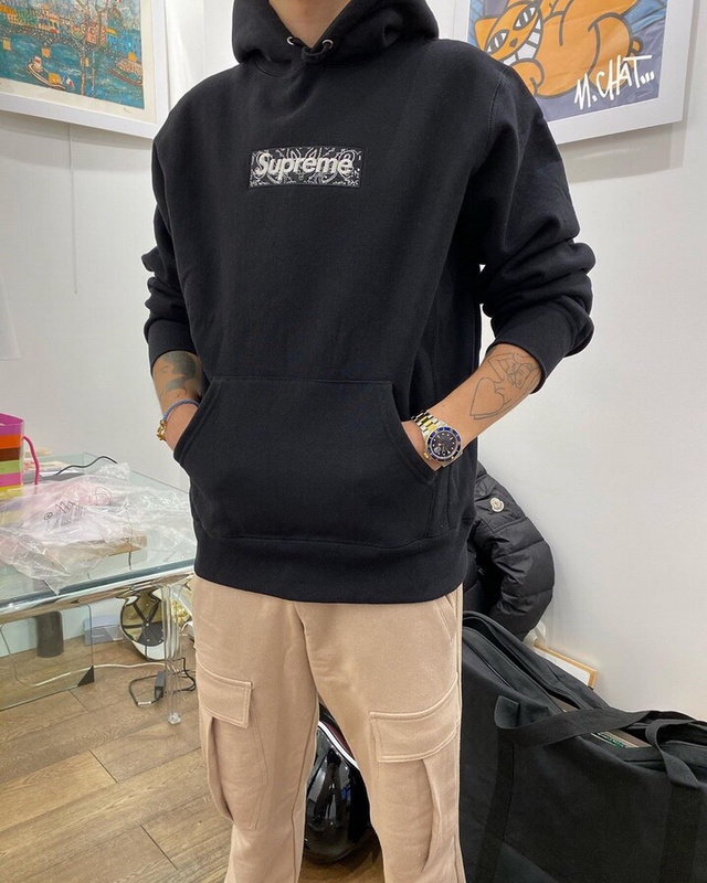 Supreme   シュプリーム   定番スタイルのフード付きスウェットシャツ  2色兼用 男女兼用 レディース メンズ    E541