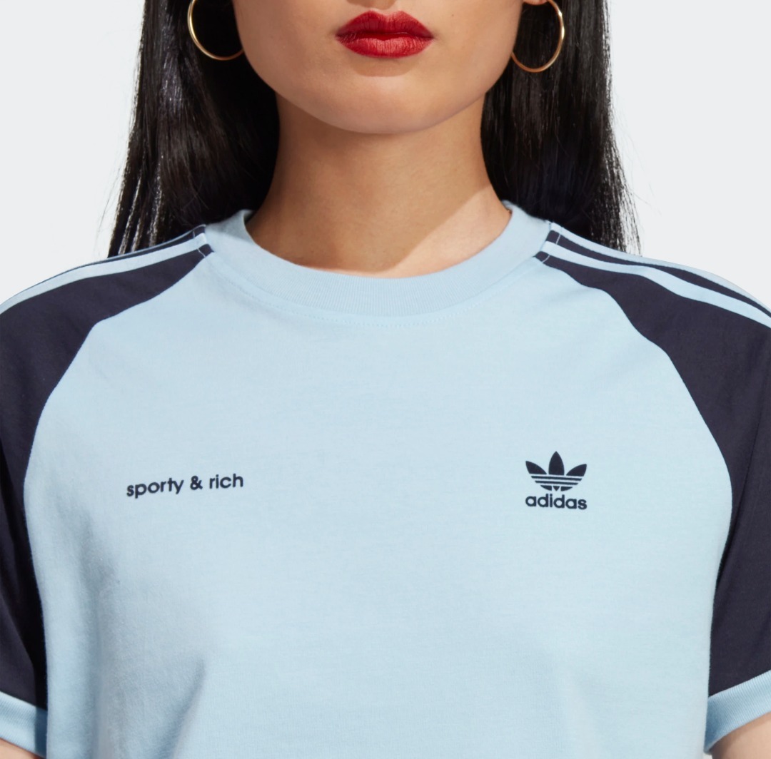 アディダス  × sporty &amp; rich スリーストライプス 半袖Tシャツ