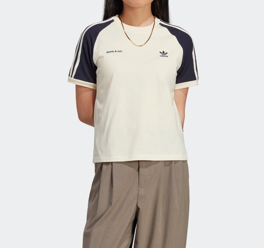 アディダス  × sporty &amp; rich スリーストライプス 半袖Tシャツ