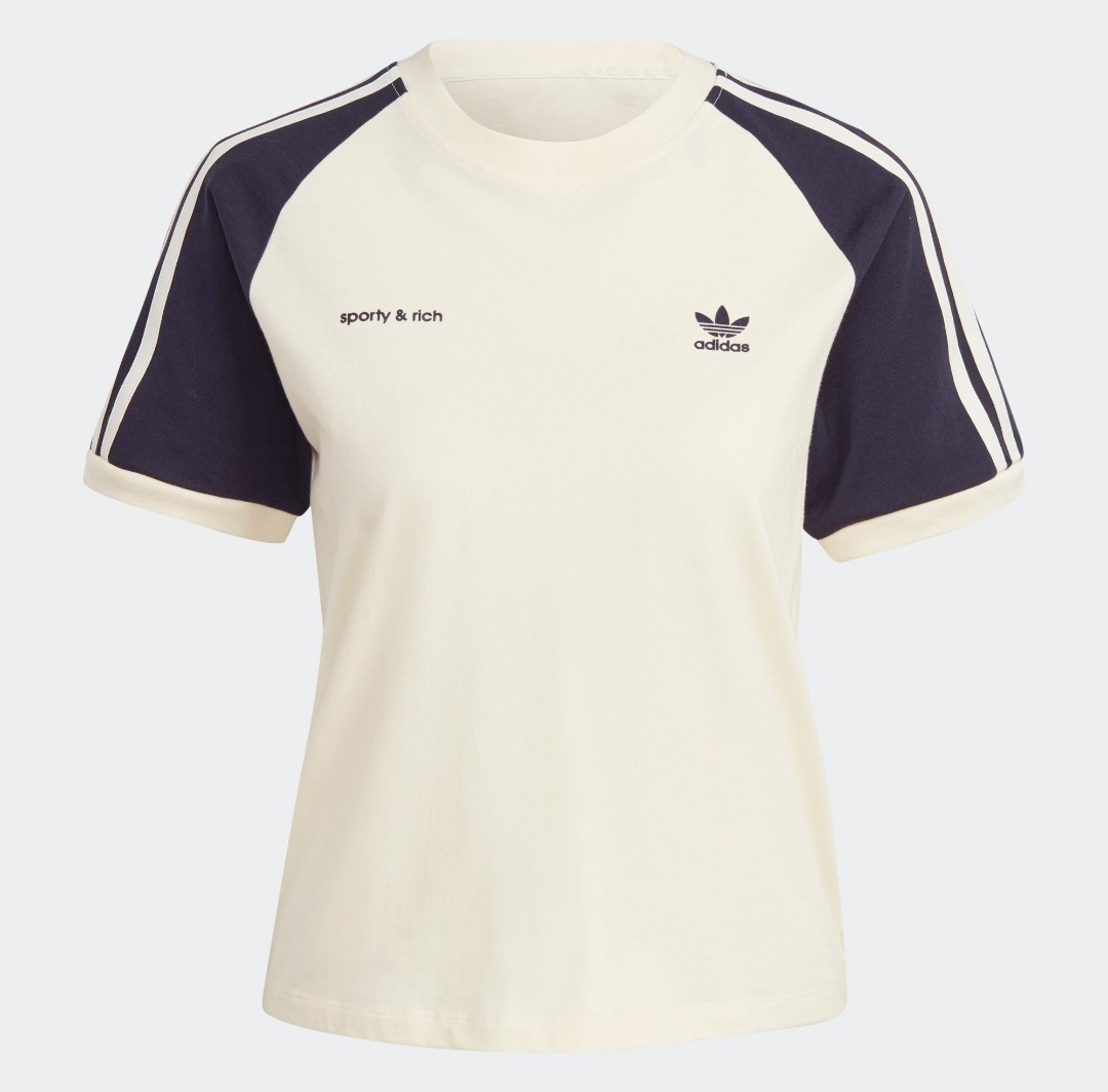 アディダス  × sporty &amp; rich スリーストライプス 半袖Tシャツ