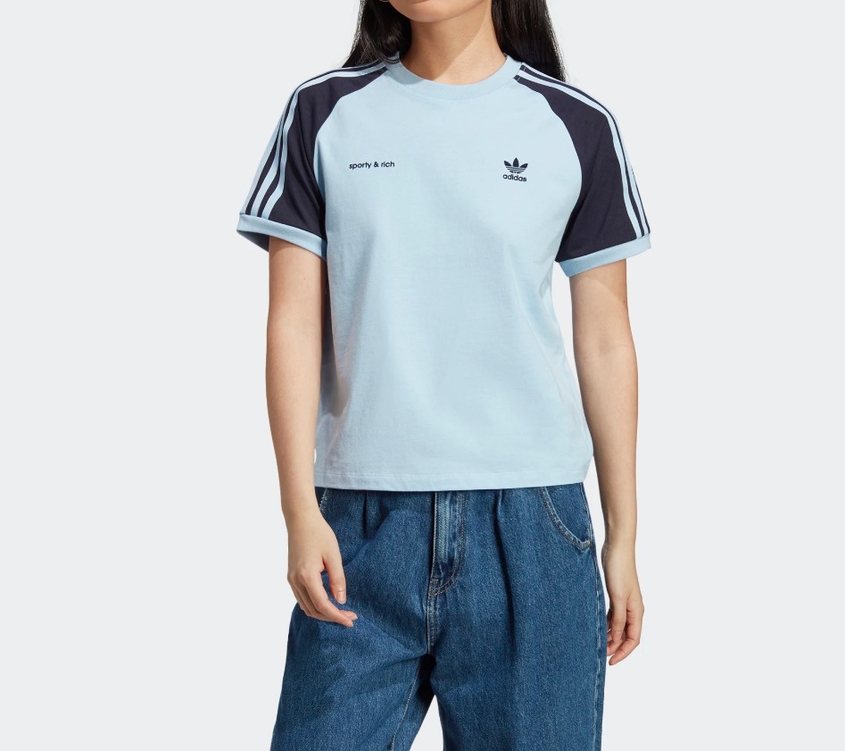 アディダス  × sporty &amp; rich スリーストライプス 半袖Tシャツ