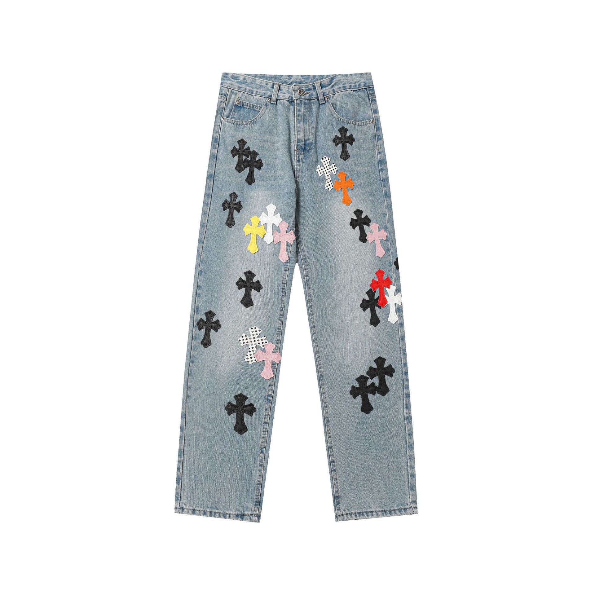 Chrome Hearts クロムハーツ レザークロス パッチ付き ブラックデニム