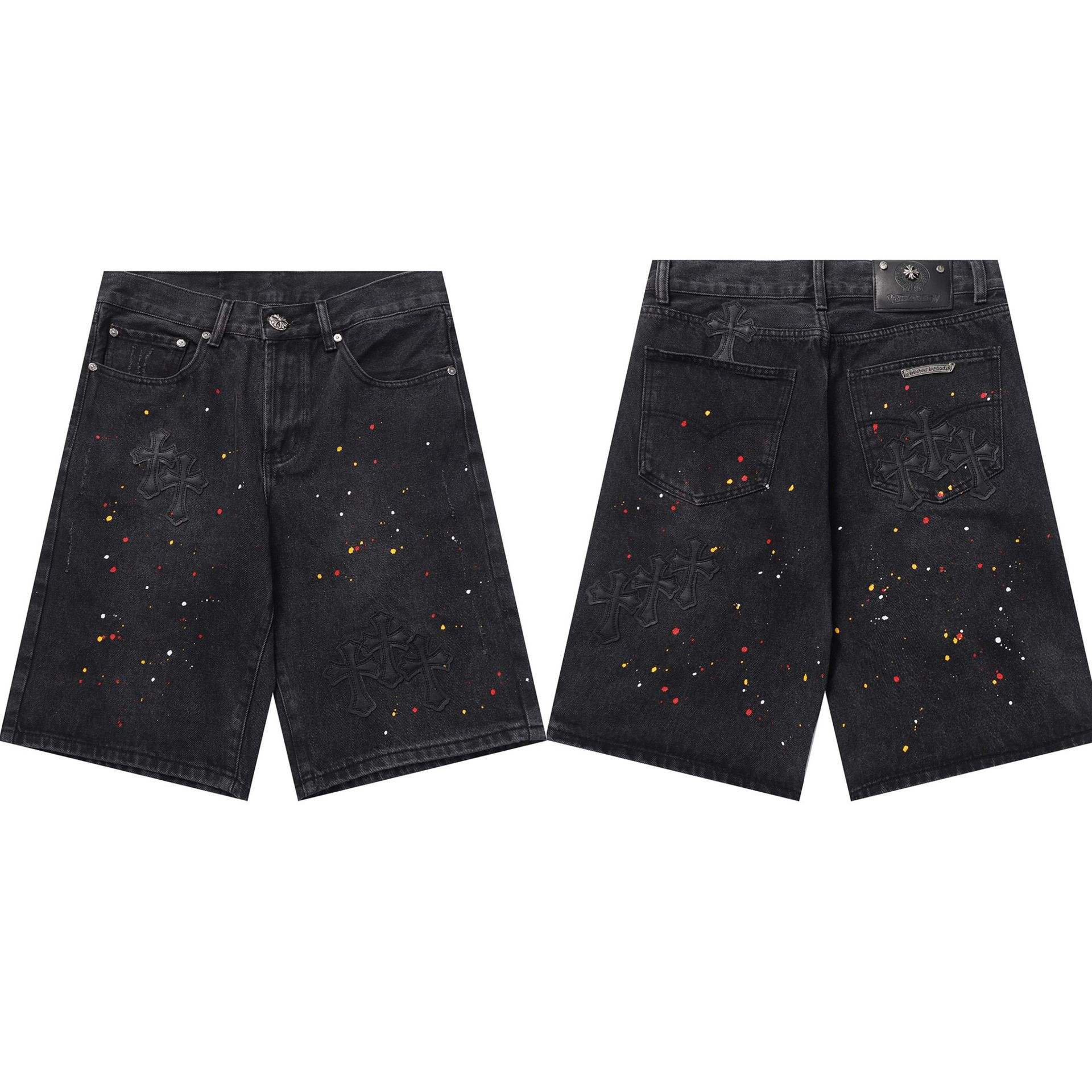 Chrome Hearts クロムハーツ ワイドレッグ デニムパンツ ユーズド加工 男女兼用 レディース メンズ 9927
