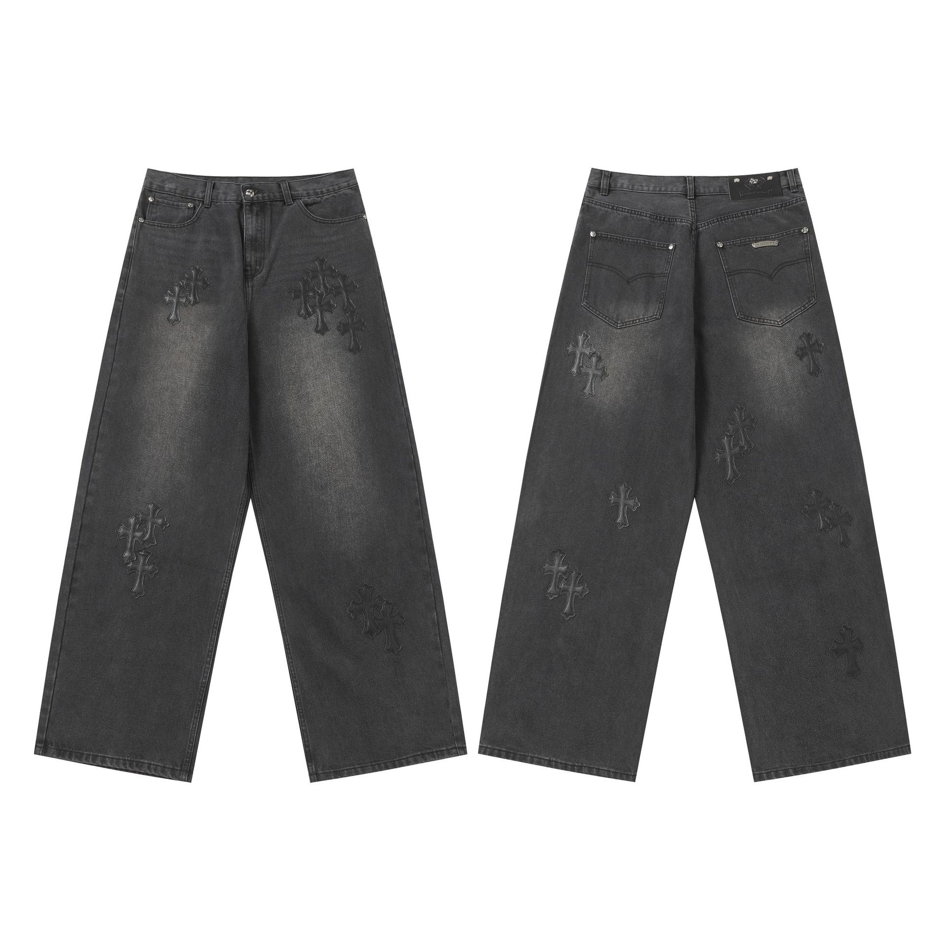 Chrome Hearts クロムハーツ ストレートデニム レザーパッチ カジュアル 男女兼用 レディース メンズ 302