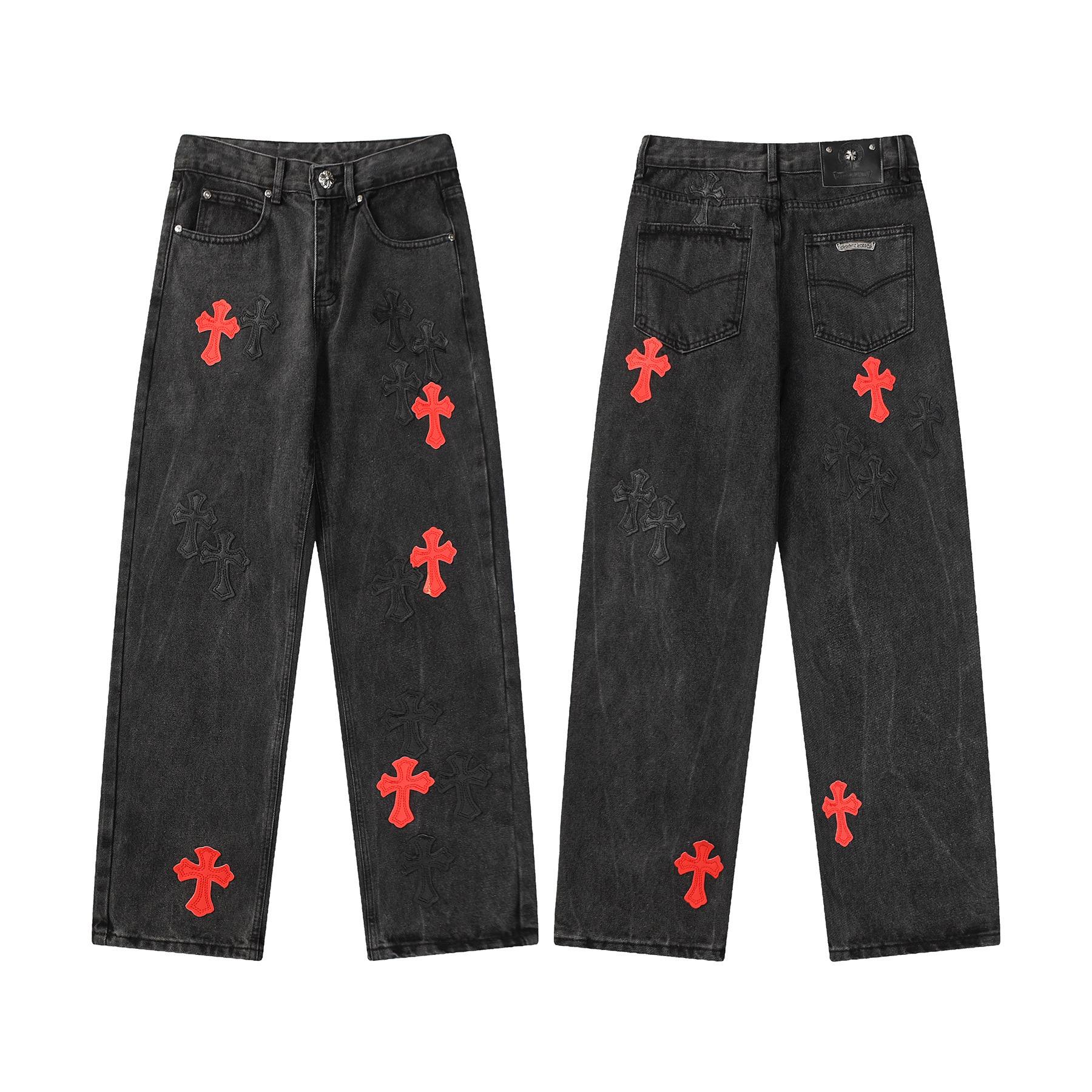 Chrome Hearts クロムハーツ ヘビーウォッシュ デニムパンツ ワイドフィット 男女兼用 レディース メンズ  9956