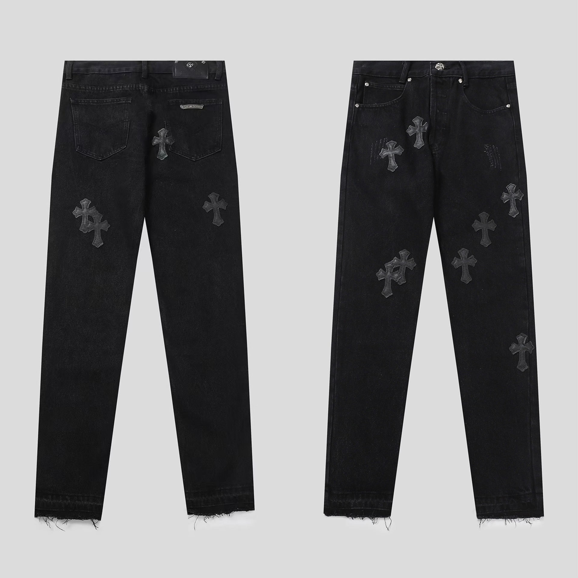 Chrome Hearts クロムハーツ メンズ デニムパンツ ジーンズ ダガー刺繍 クロスパッチ ストレート 男女兼用  レディース メンズ  9915