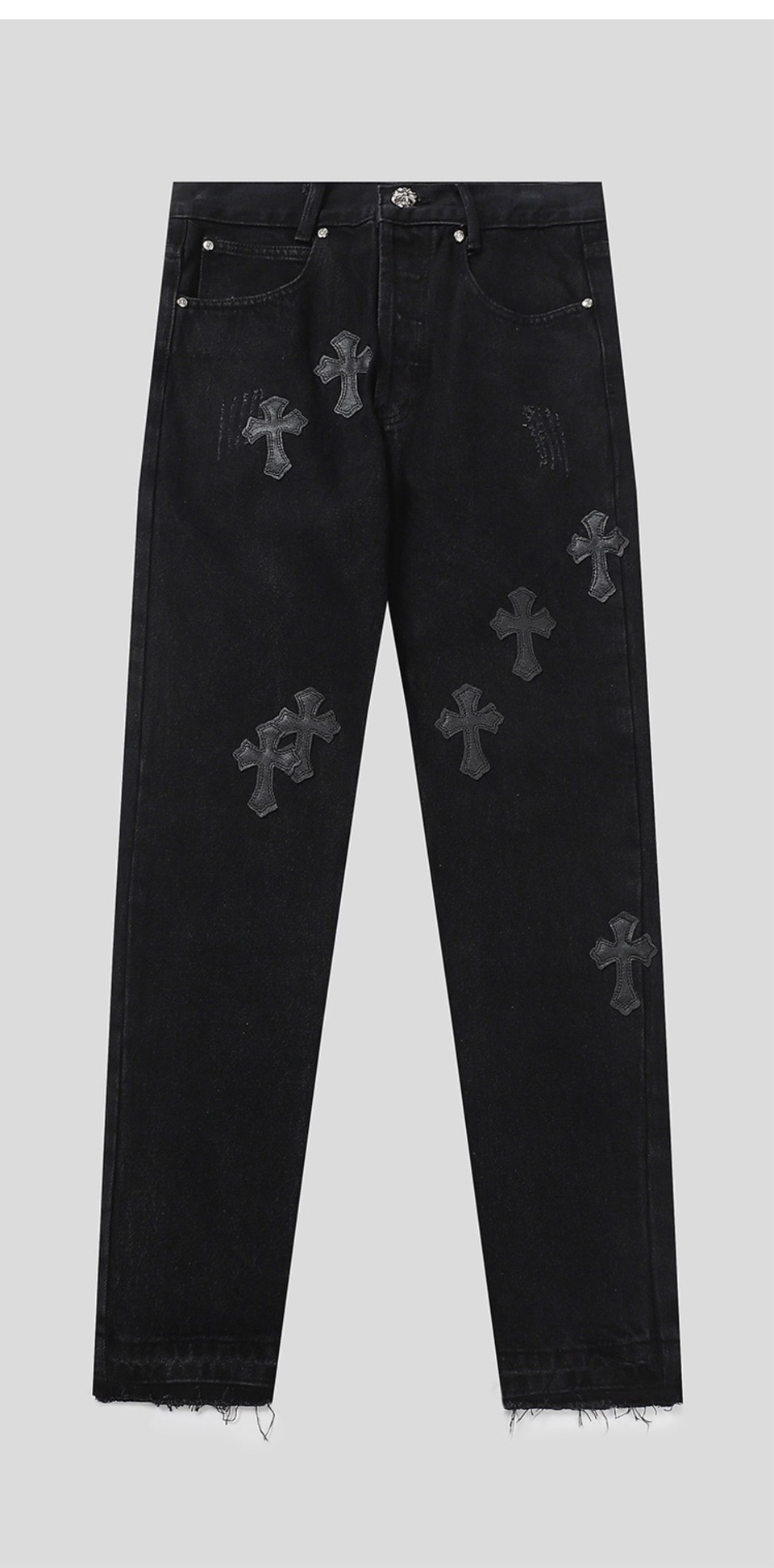 Chrome Hearts クロムハーツ メンズ デニムパンツ ジーンズ ダガー刺繍 クロスパッチ ストレート 男女兼用  レディース メンズ  9915