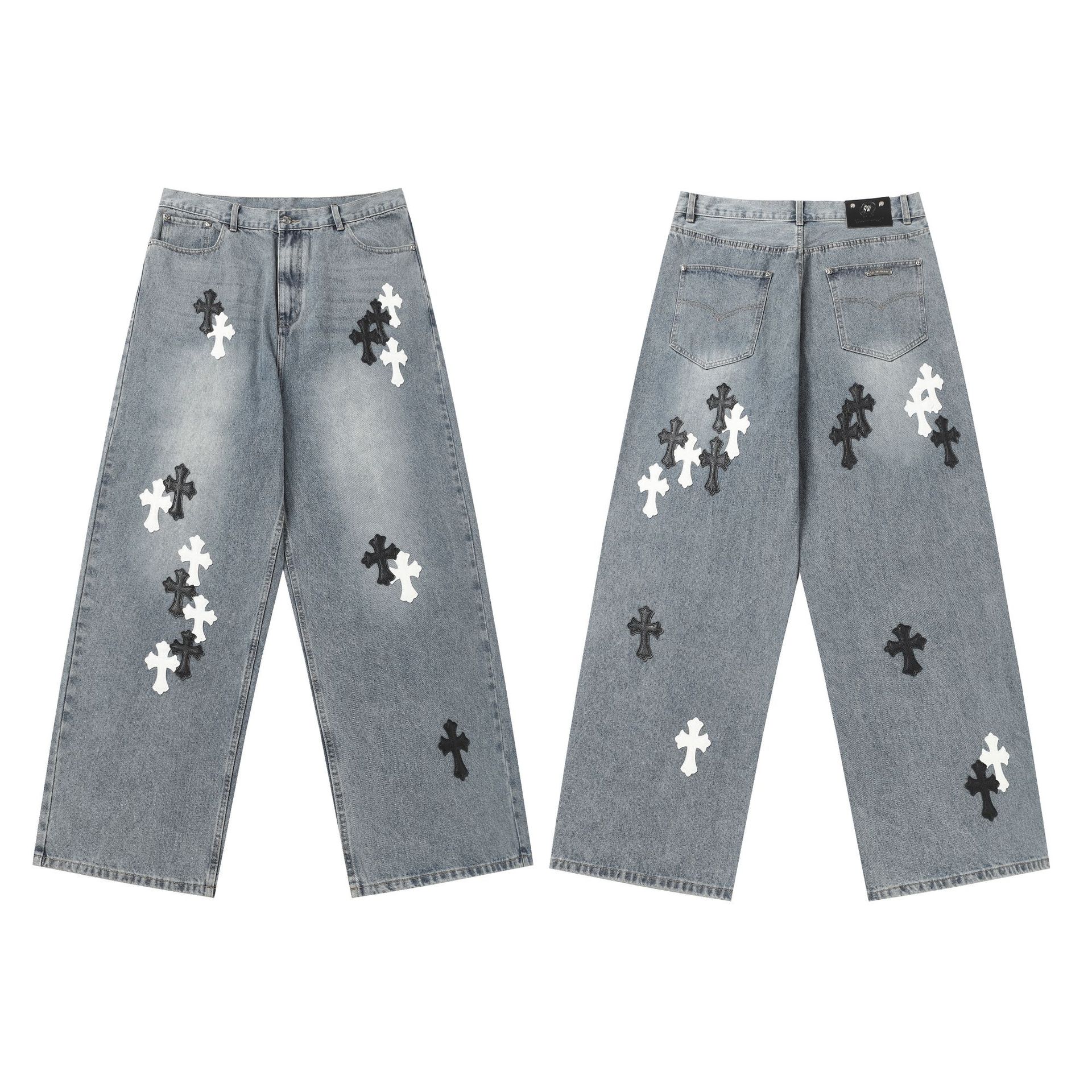 Chrome Hearts クロムハーツ ワイドレッグ デニムパンツ クロスモチーフ 男女兼用 レディース メンズ 301