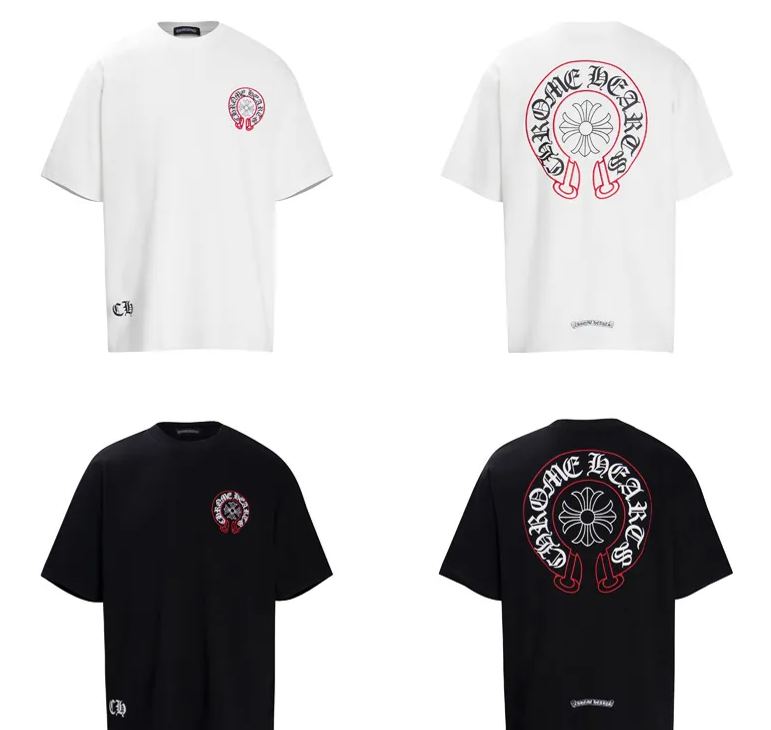 クロムハーツ  プリント Tシャツ 半袖  十字架柄 コットン おしゃれ トップス メンズ レディース