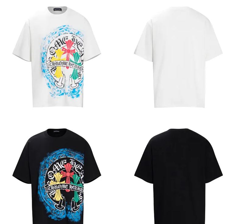 クロムハーツ  プリント Tシャツ 半袖  十字架柄 コットン おしゃれ トップス メンズ レディース