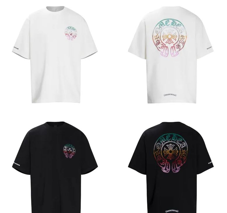 クロムハーツ  半袖 Tシャツ プリント Tシャツ カラフル クルス コットン 柔らかい クルーネック 10色兼用 男女兼用 レディース メンズ