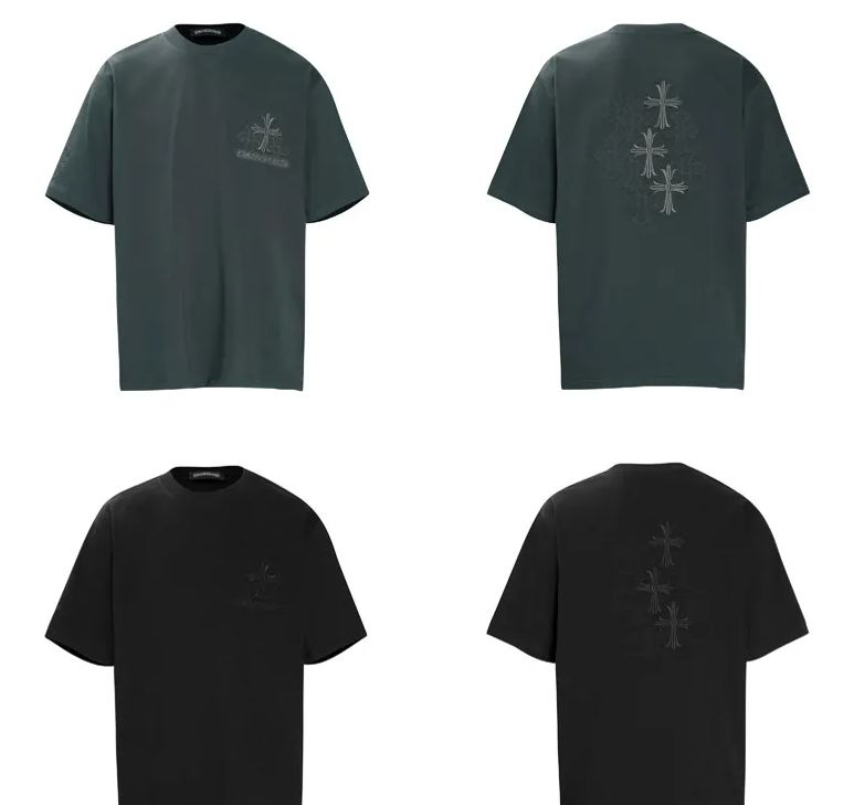 クロムハーツ  半袖 Tシャツ プリント Tシャツ カラフル クルス コットン 柔らかい クルーネック 10色兼用 男女兼用 レディース メンズ