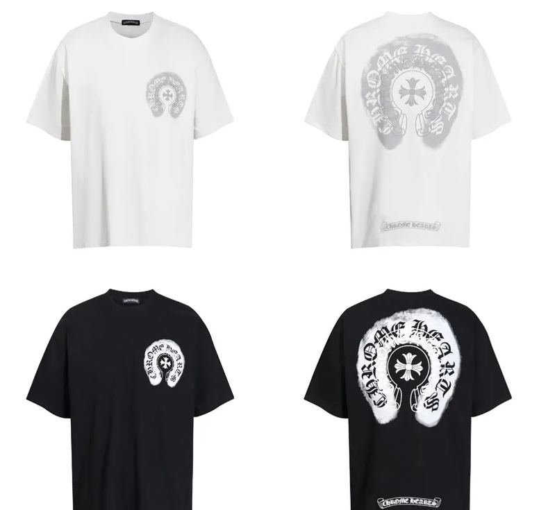 クロムハーツ  スクロールホースシューロゴ 半袖 Tシャツ  10色兼用 男女兼用 レディース メンズ