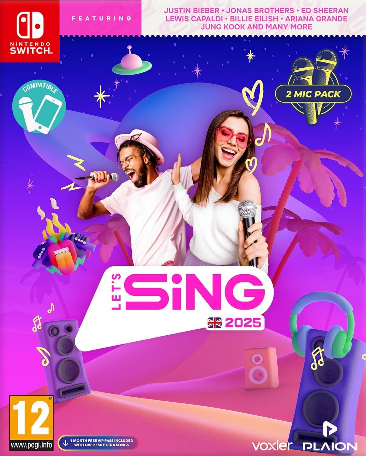 Let's Sing 2025 2 Mic Pack UK Edition Nintendo Switch Game