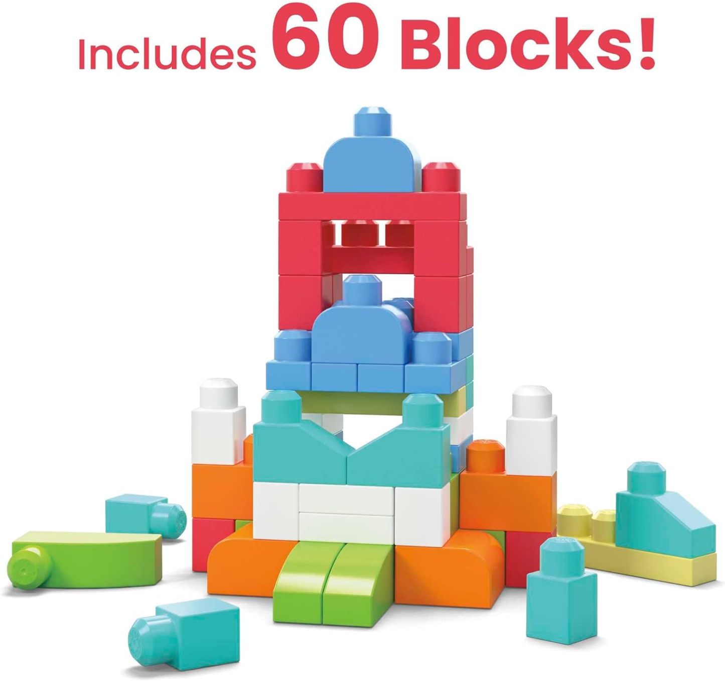 Mega Bloks First Builders Pink 60 piece red bag