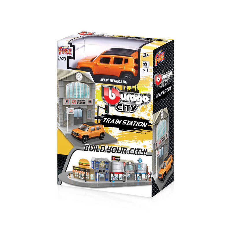 1:43 Street Fire Bburago City Train Station Diecast Model (Includes 1 Car)