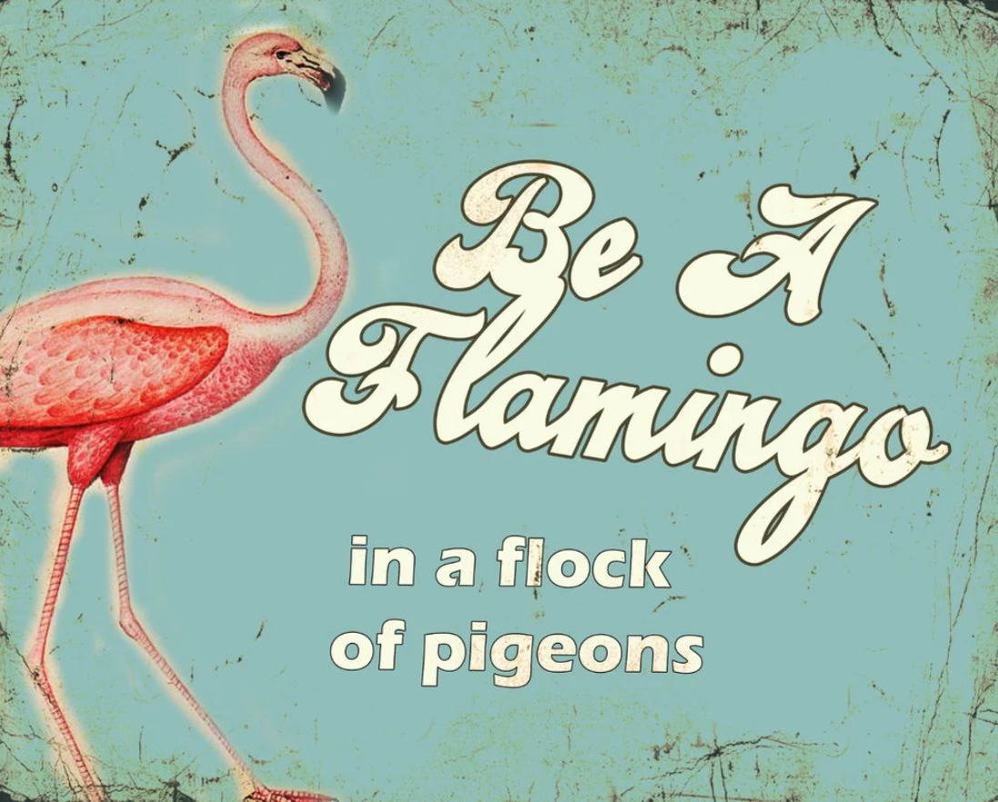 Vintage Metal Sign Retro Art Be A Flamingo