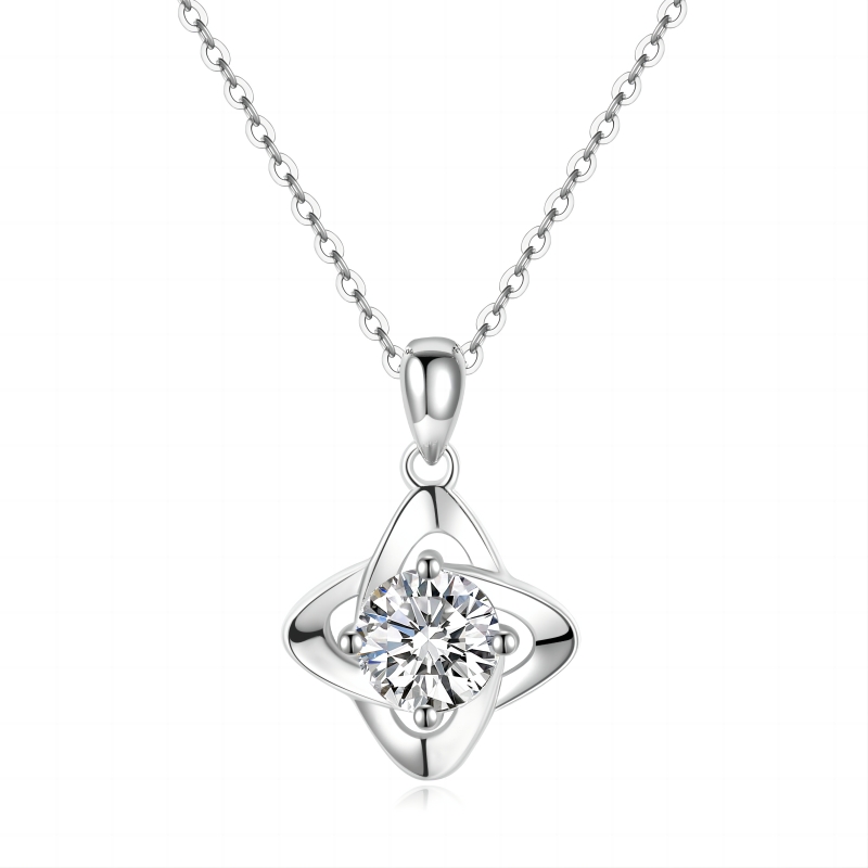 Healife Necklace Lucky Four-Leaf Clover Design Moissanite Diamond