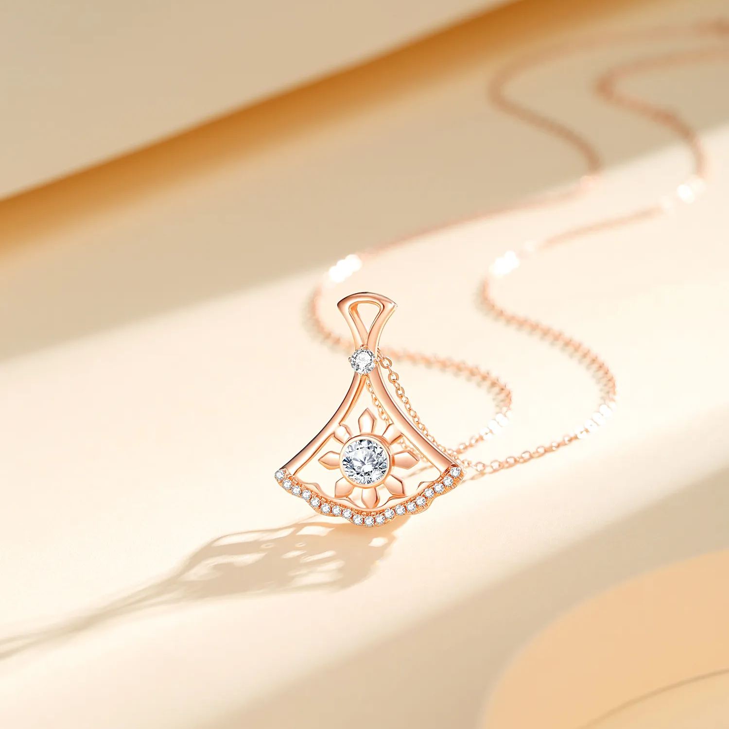Healife Necklace Earrings Two-Piece Set Skirt Hem Moissanite Diamond S925 Silver Sterling Rose Gold