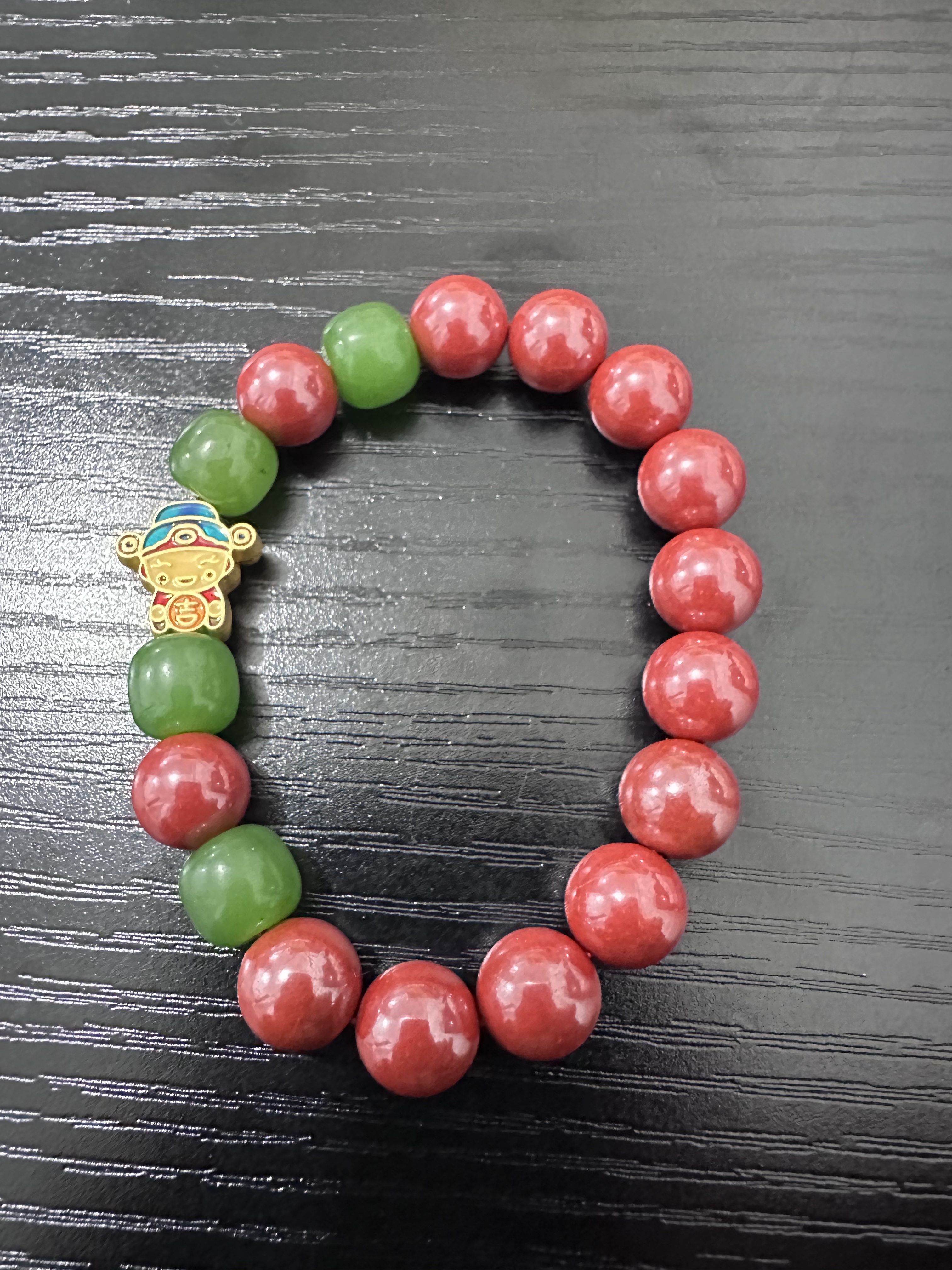 多宝珠砂财神单圈手串