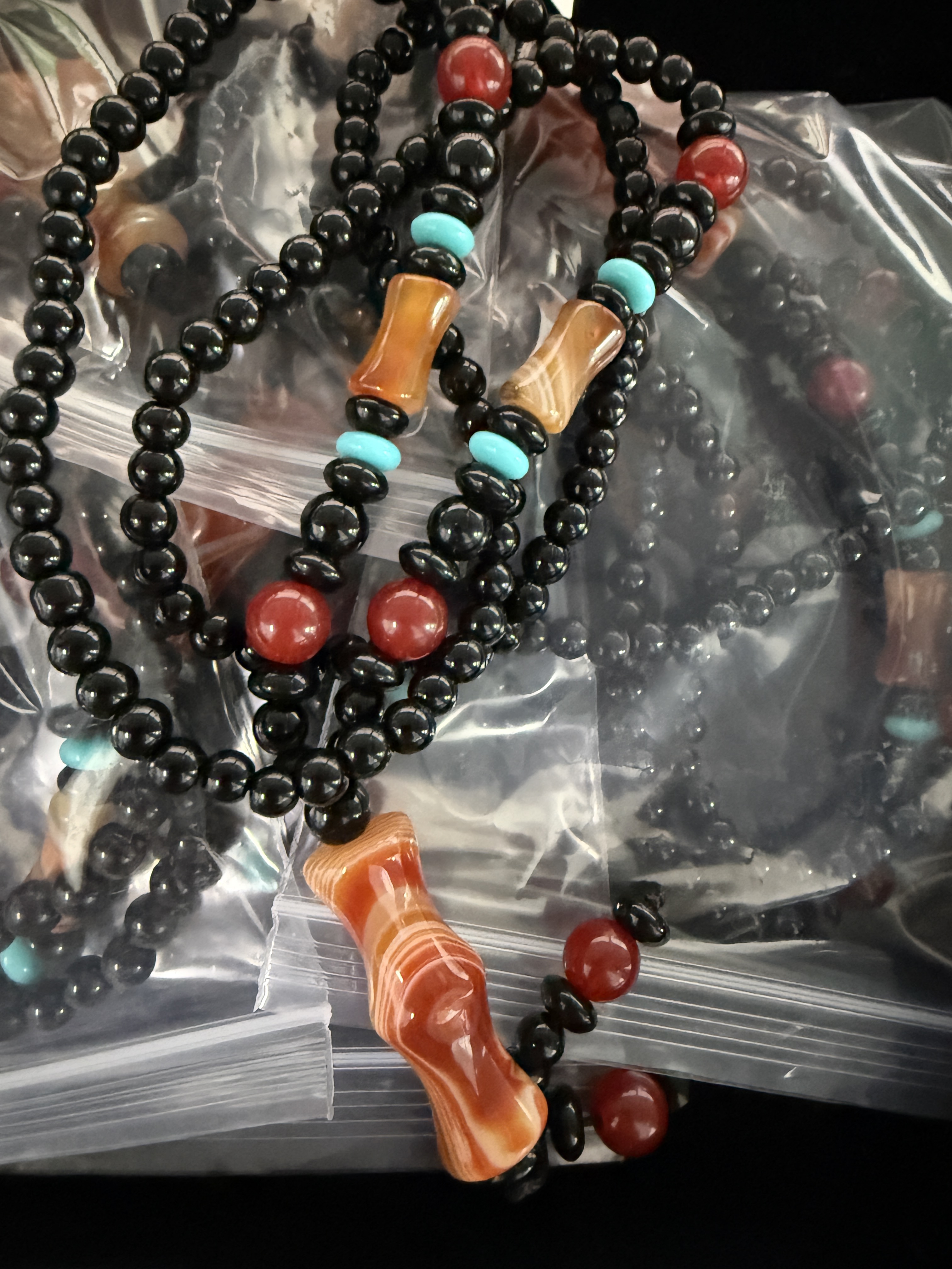 复古竹节红玛瑙项链