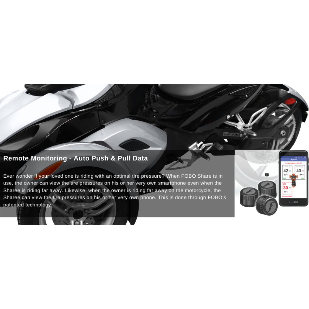 Fobo Trike 2 Smart Bluetooth 5 Tyre Pressure Monitoring System for your Motor Tricycle