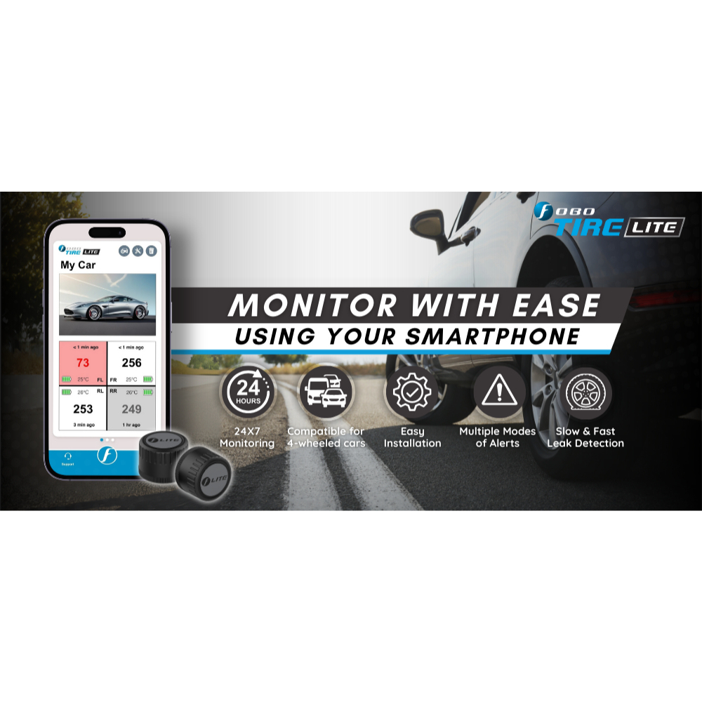 Fobo Tyre Lite Smart Bluetooth 5 Tyre Pressure Monitoring System for your car (New)