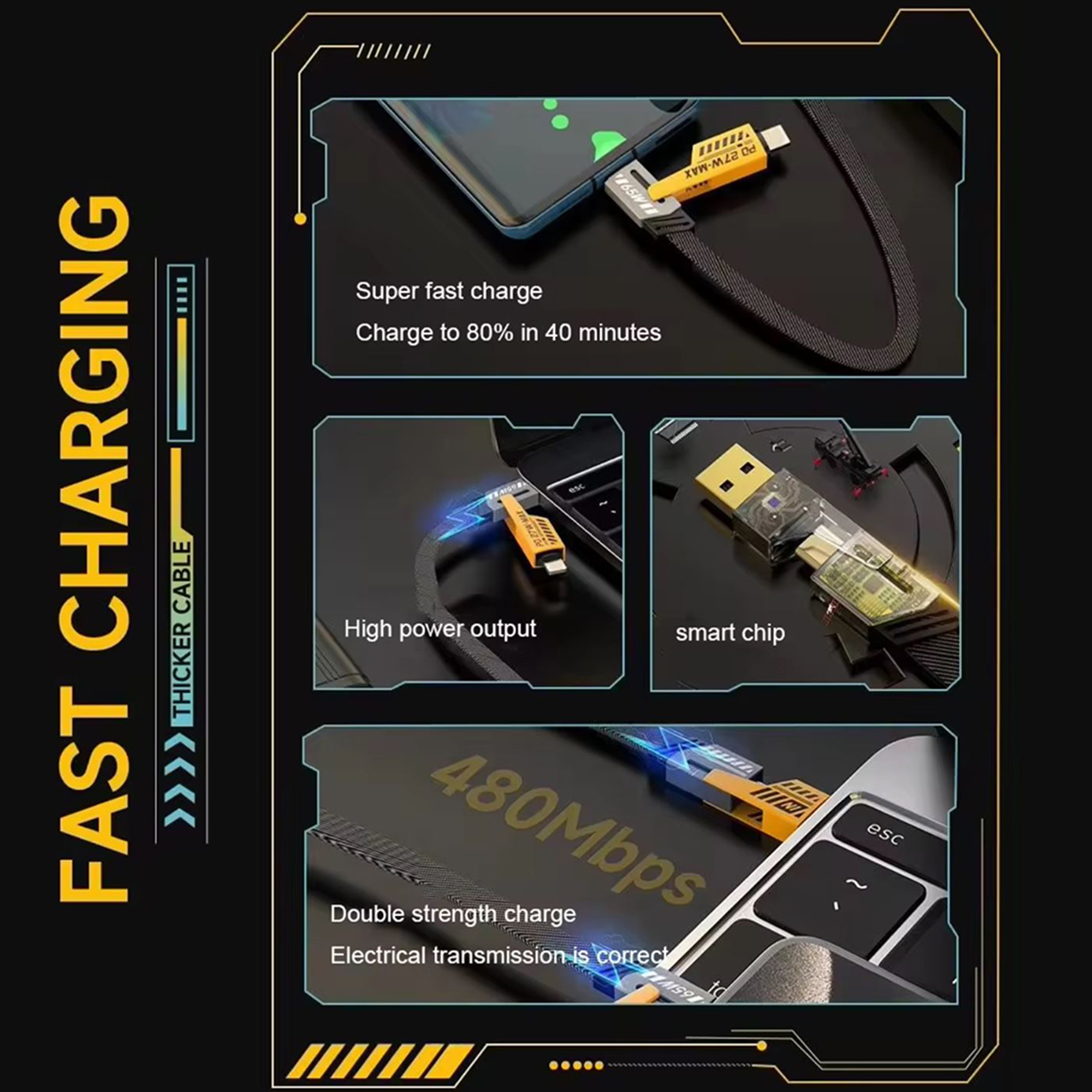 4 in 1 USB Charging Cable Data Transfer
