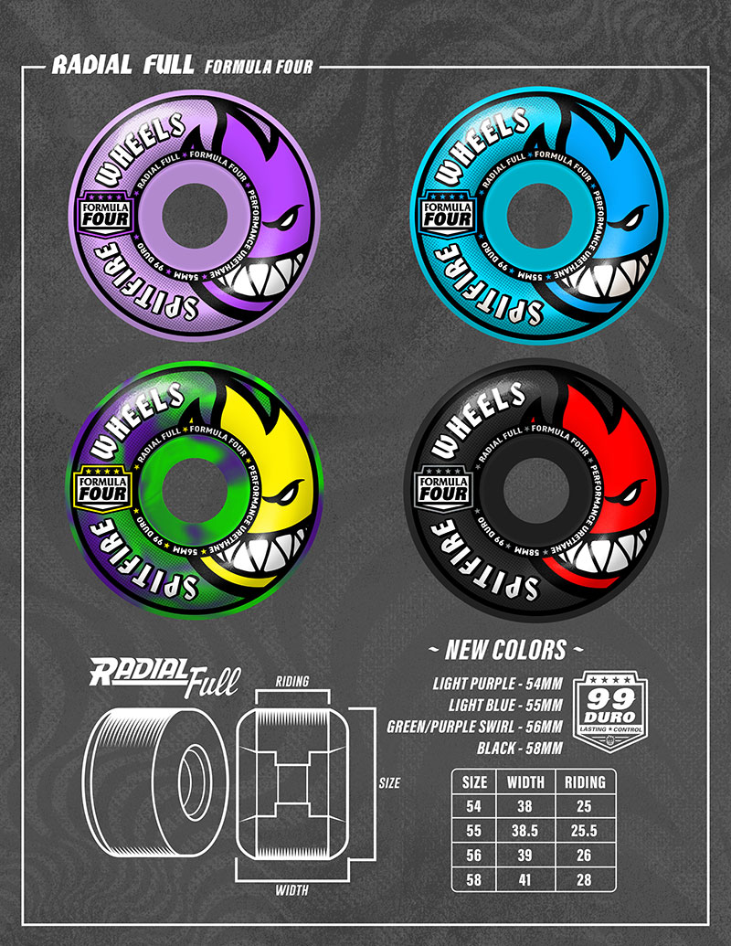 SPITFIRE - Formula Four Radial Full Purple 54mm/99 Skateboard Wheels