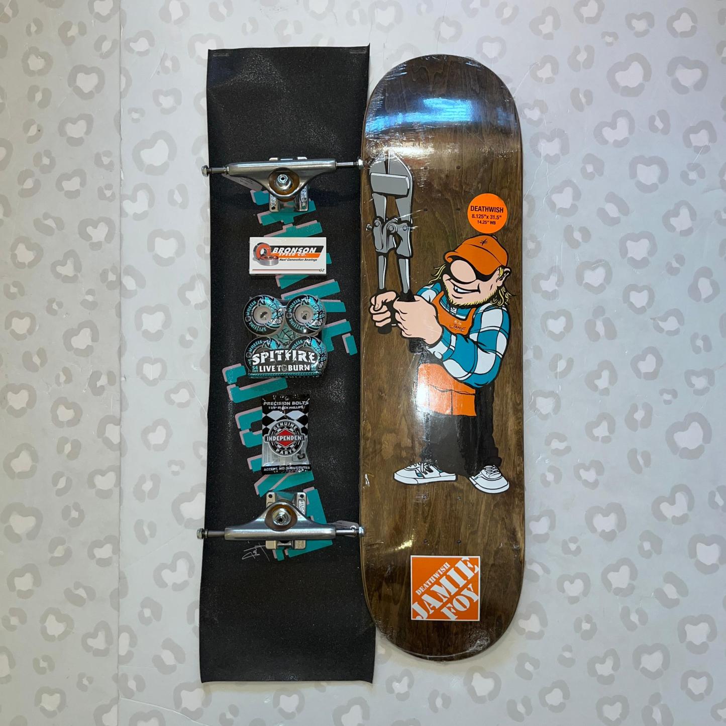 DEATHWISH - Foy Tool Man 8.125" Complete Skateboard (Independent Trucks + Spitfire Wheels Setup Promo!)
