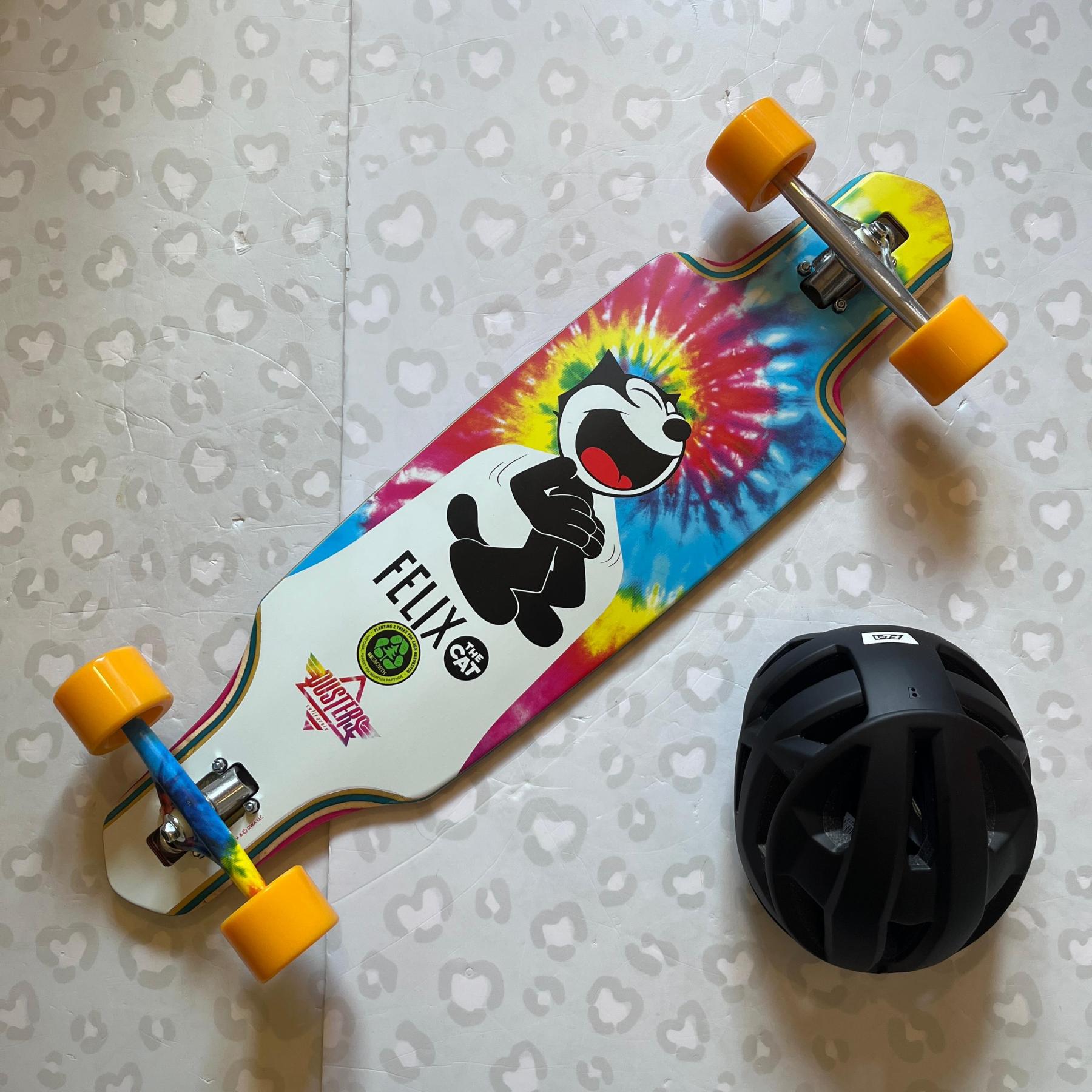 DUSTERS - Felix The Cat Tie Dye Channel Longboard (Clearance Sale With Free Helmet!)