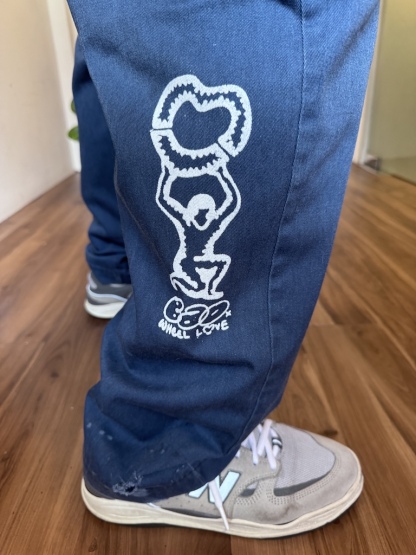 WHEEL LOVE - Dickies Pants Customised By Bao Goods (Waist 28" / Navy Blue)