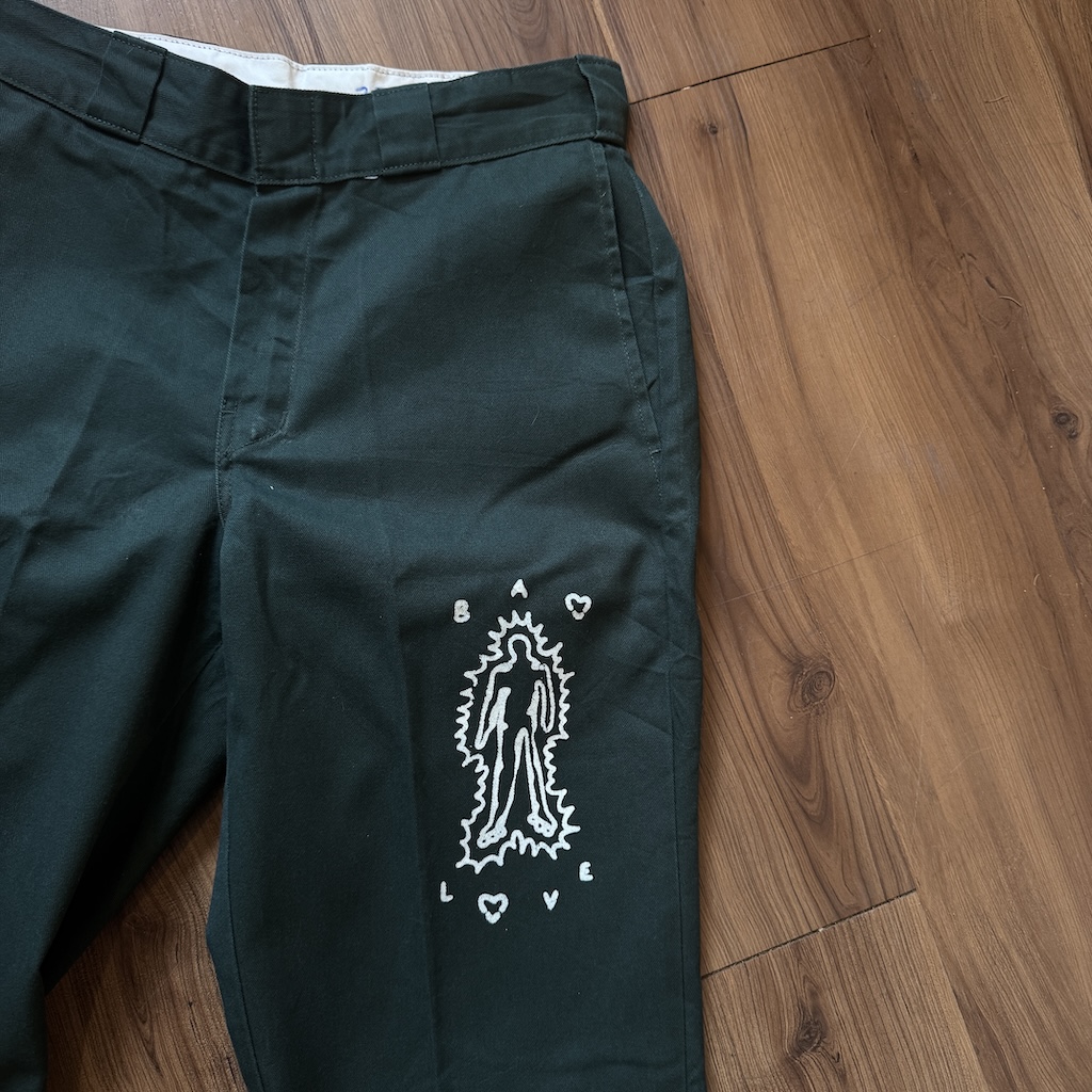 WHEEL LOVE - Dickies Pants Customised By Bao Goods (Waist 28" / Dark Green)