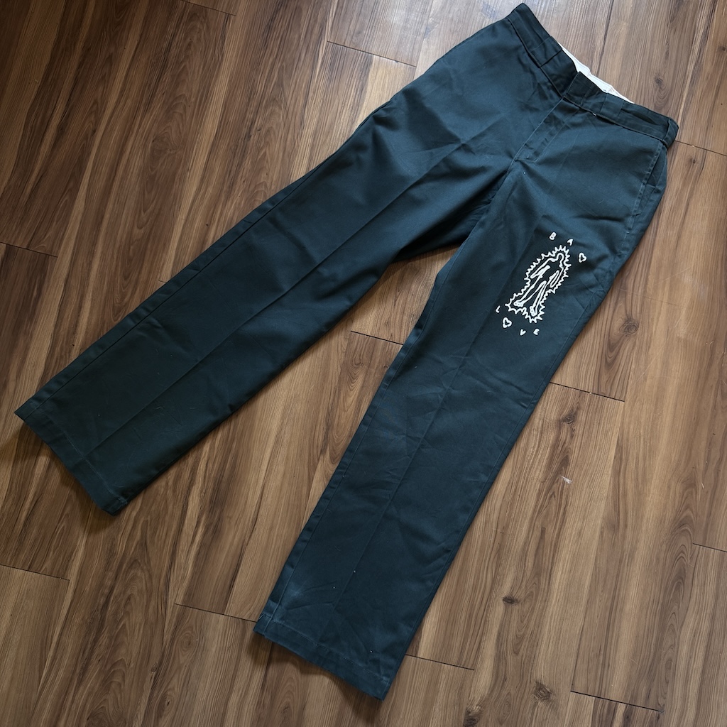 WHEEL LOVE - Dickies Pants Customised By Bao Goods (Waist 28" / Dark Green)