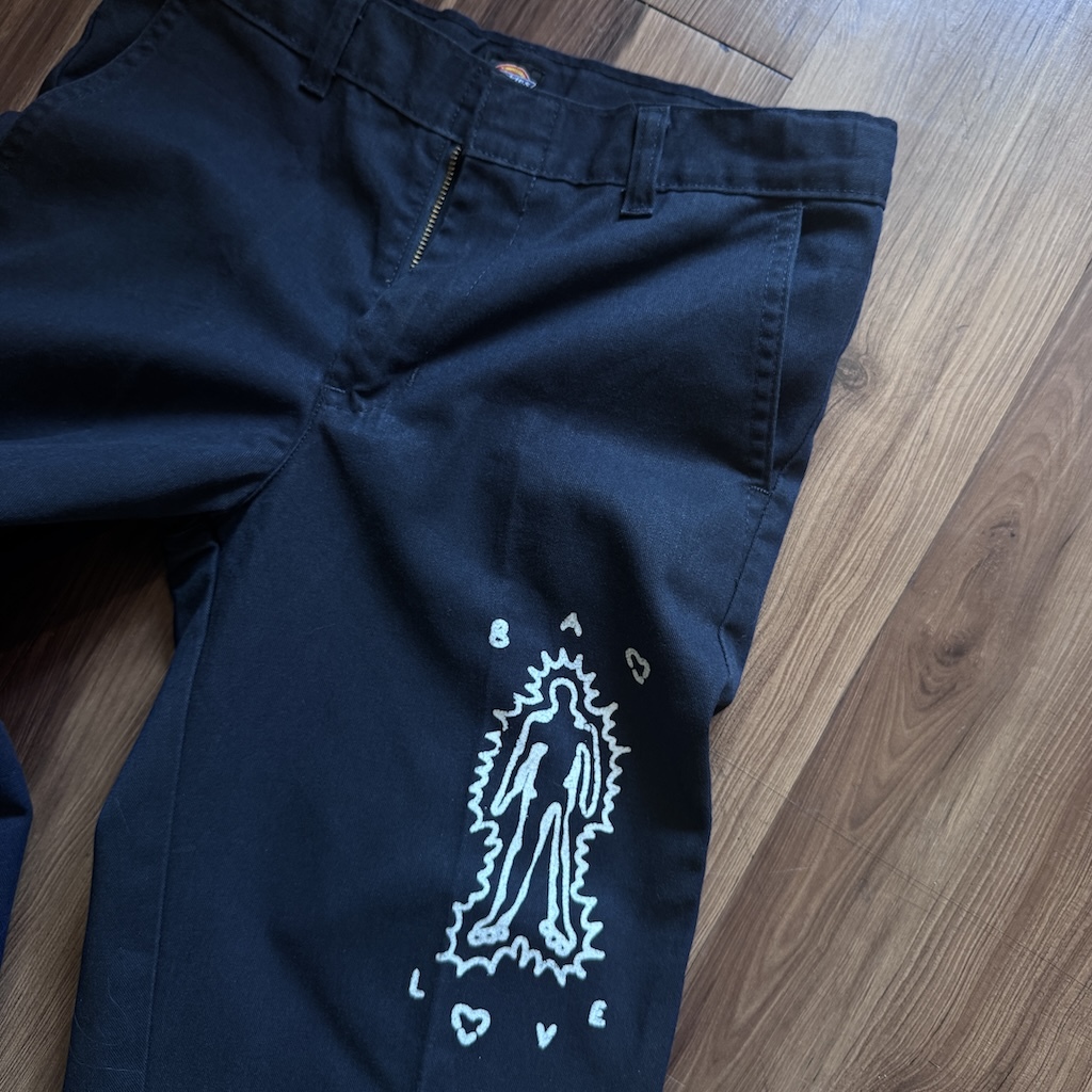WHEEL LOVE - Dickies Pants Customised By Bao Goods (Waist 28" / Navy Blue)