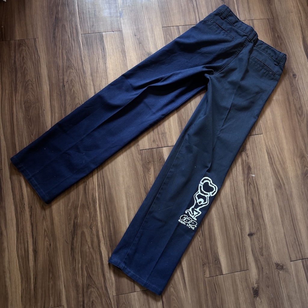 WHEEL LOVE - Dickies Pants Customised By Bao Goods (Waist 28" / Navy Blue)