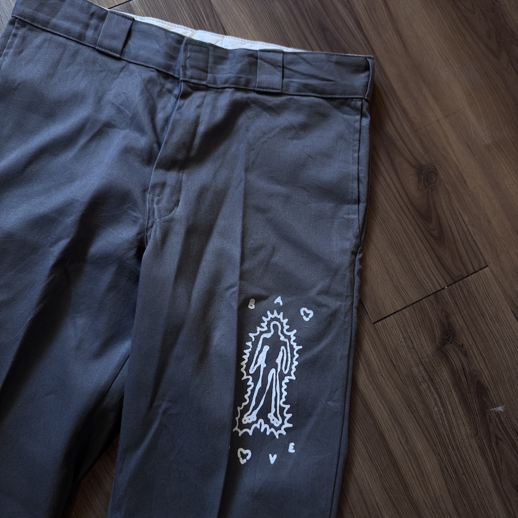 WHEEL LOVE - Dickies Pants Customised By Bao Goods (Waist 32" / Grey)