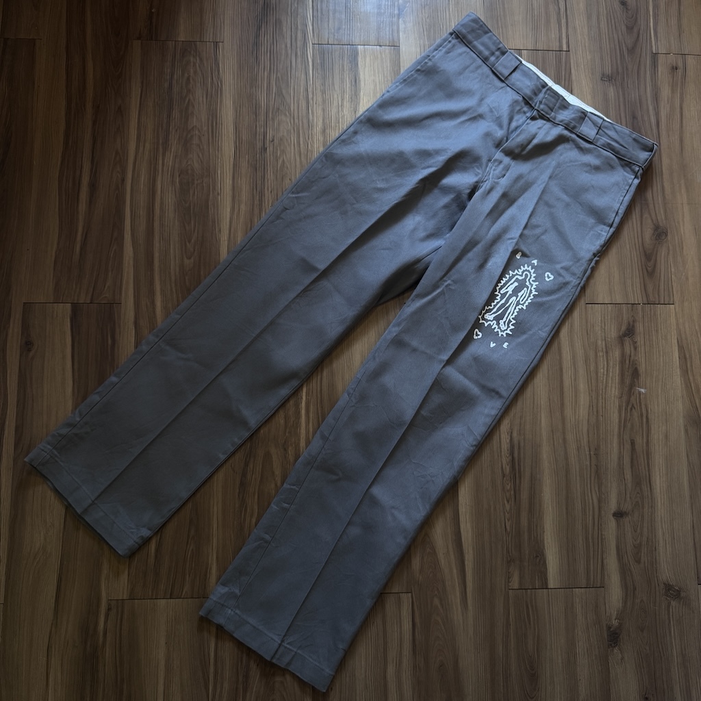 WHEEL LOVE - Dickies Pants Customised By Bao Goods (Waist 32" / Grey)