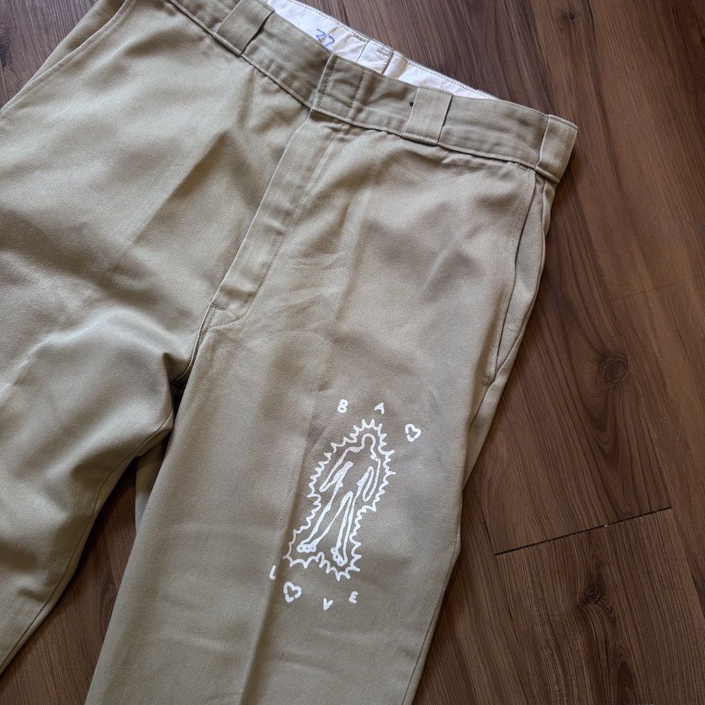 WHEEL LOVE - Dickies Pants Customised By Bao Goods (Waist 28" / Khaki)
