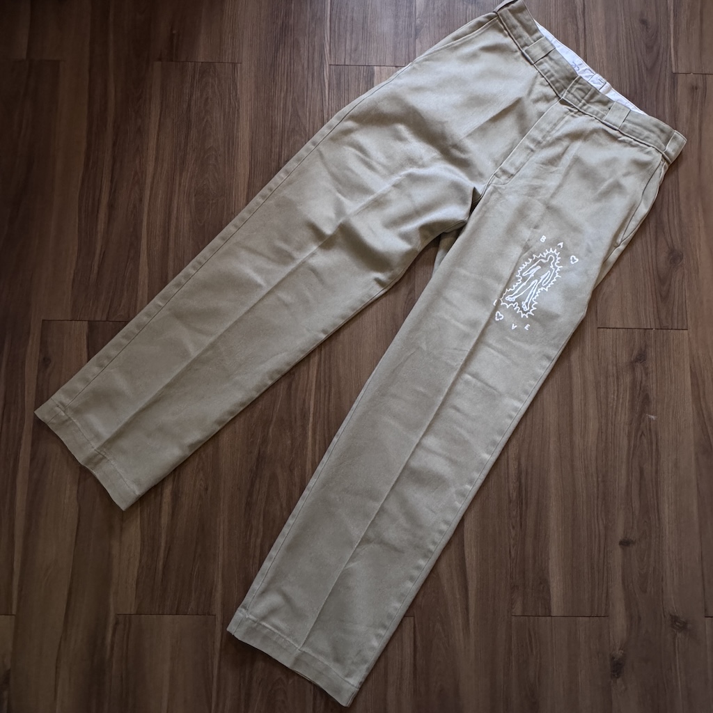 WHEEL LOVE - Dickies Pants Customised By Bao Goods (Waist 28" / Khaki)
