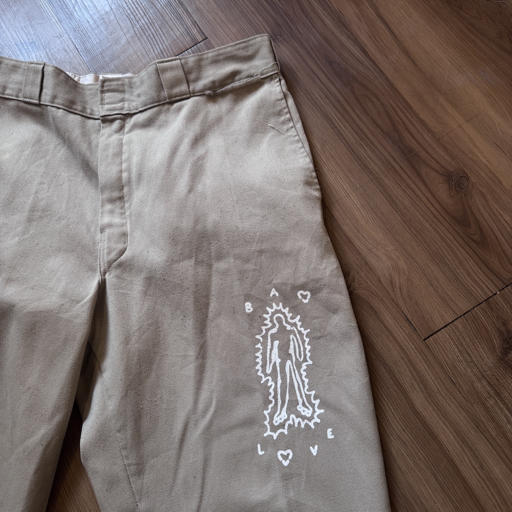 WHEEL LOVE - Dickies Pants Customised By Bao Goods (Waist 35" / Khaki)