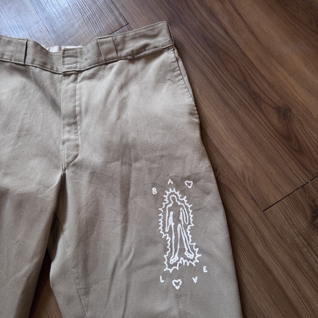 WHEEL LOVE - Dickies Pants Customised By Bao Goods (Waist 35" / Khaki)