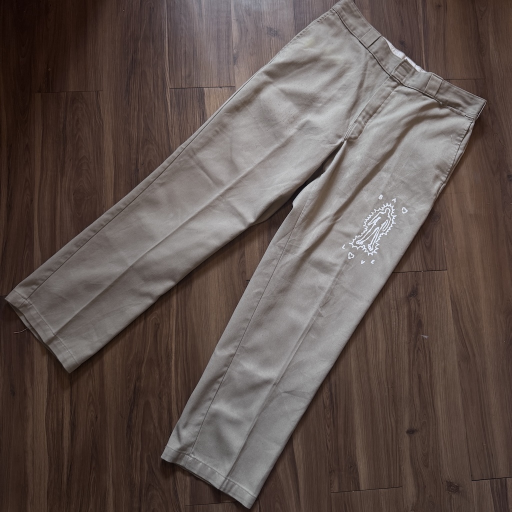 WHEEL LOVE - Dickies Pants Customised By Bao Goods (Waist 35" / Khaki)