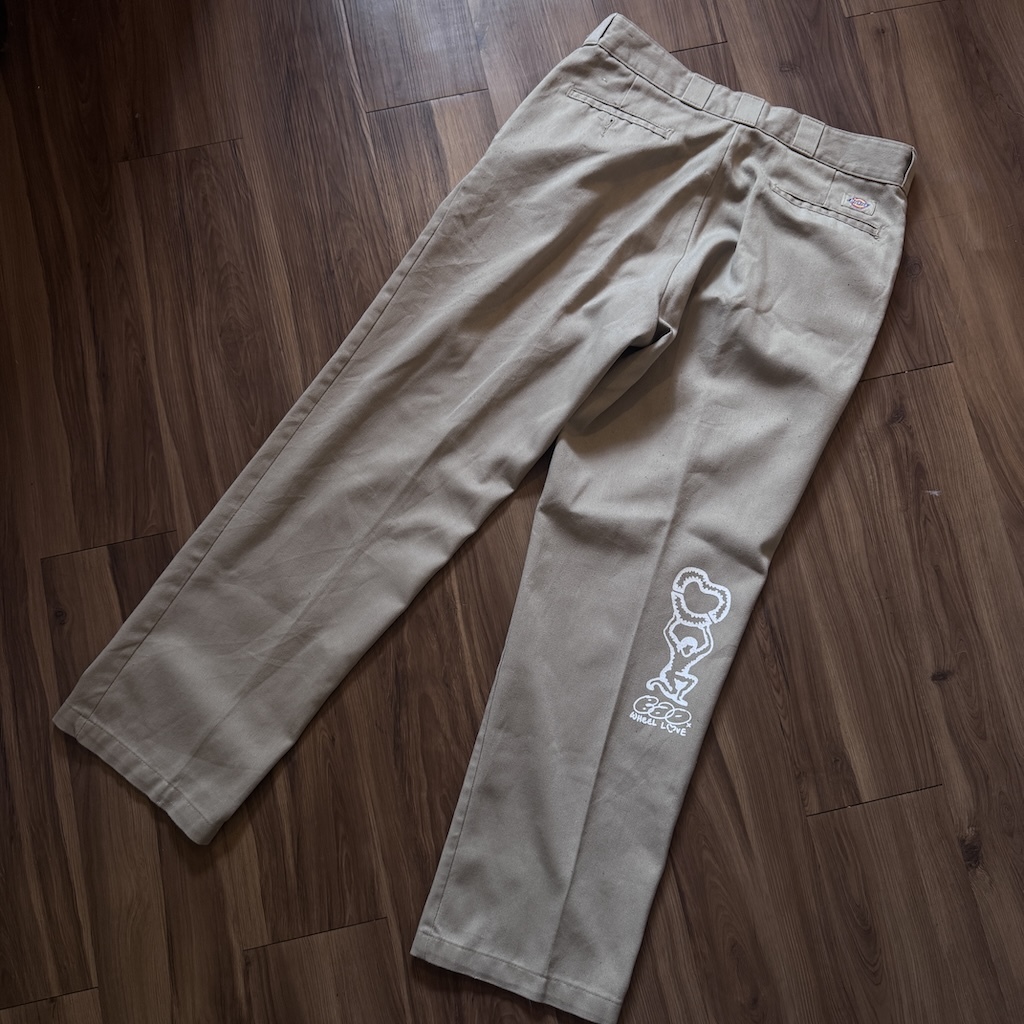 WHEEL LOVE - Dickies Pants Customised By Bao Goods (Waist 35" / Khaki)