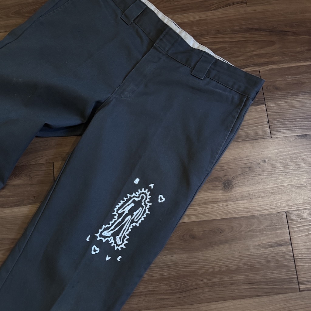 WHEEL LOVE - Dickies Pants Customised By Bao Goods (Waist 36" / Dark Grey Slim)