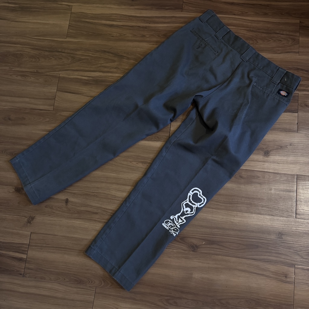 WHEEL LOVE - Dickies Pants Customised By Bao Goods (Waist 36" / Dark Grey Slim)