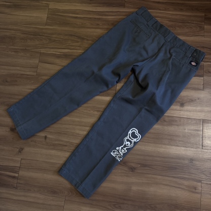 WHEEL LOVE - Dickies Pants Customised By Bao Goods (Waist 36" / Dark Grey Slim)